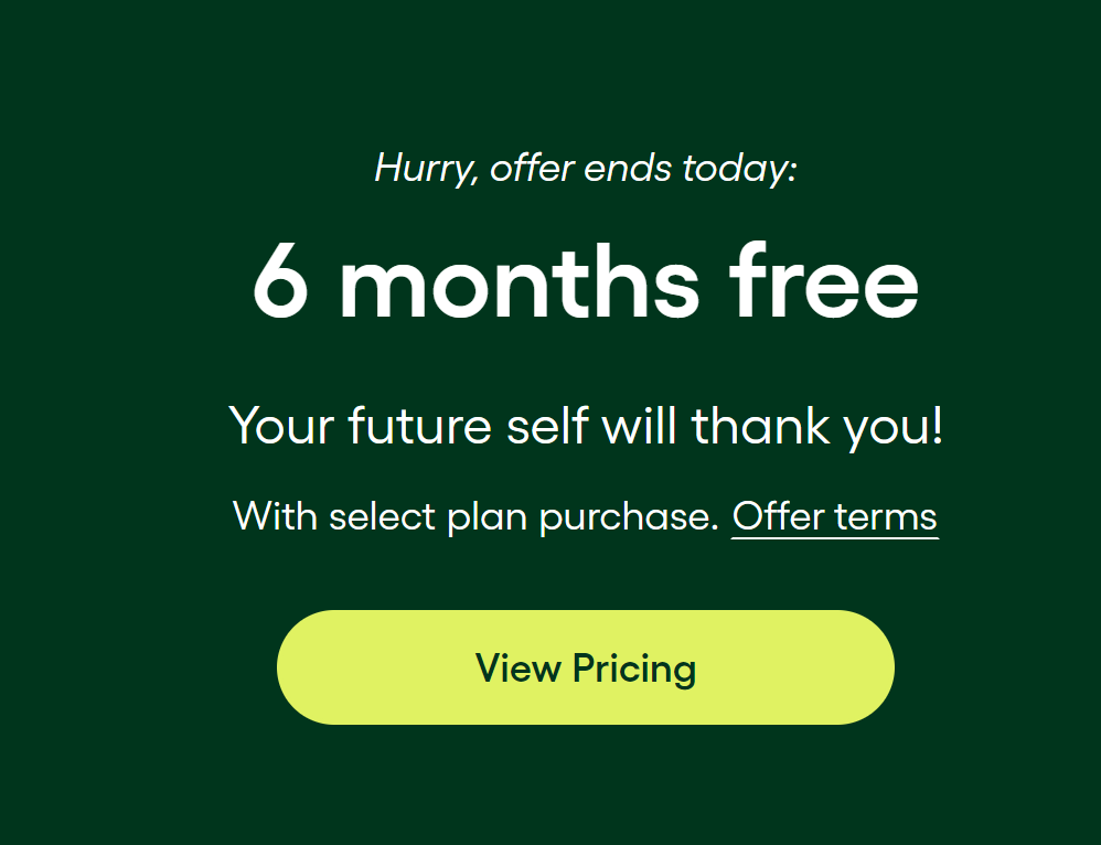 image showing a “6 months free” promotional banner