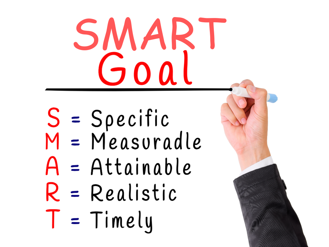 hand writing smart goal isolate in white