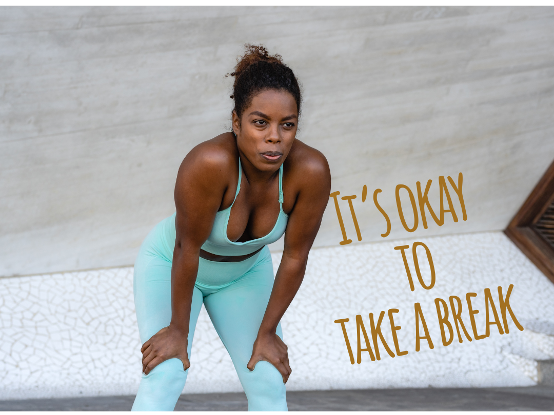 young woman taking a break during workout